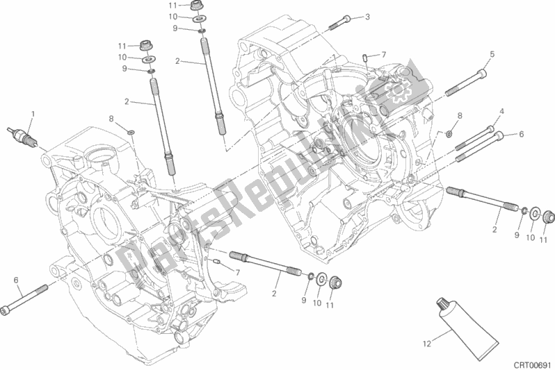 All parts for the 10a - Half-crankcases Pair of the Ducati Multistrada 1200 Enduro Touring Brasil 2019